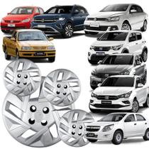 Jogo 4 Calotas T-cross aro 14 Sport Cubo Baixo Prata Parafuso