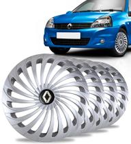 Jogo 4 Calotas Twister Aro 14 Prata Renault Clio Sandero