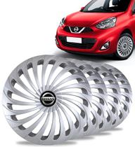 Jogo 4 Calotas Twister Aro 15 Prata Nissan March Versa
