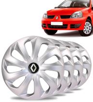 Jogo 4 Calotas Velox Aro 14 Prata Renault Clio Sandero Logan