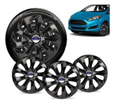 Jogo 4 Calotas Velox Aro 14 Preta Ford New Fiesta Ka Kit Carlota Focus