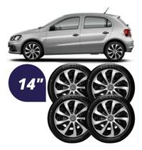 Jogo 4 Calotas Velox Aro 14 Vw Gol Fox Polo Up + Emblema Resinado