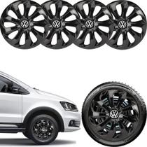 Jogo 4 Calotas Velox Aro 15 Preta Vw Gol Polo Virtus Fox Up!