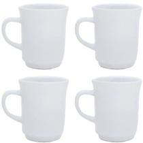 Jogo 4 Caneca Americana Porcelana Lisa Branca Xicara 220ml