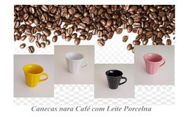 Jogo 4 Caneca Café Com Leite Porcelana Coloridas - 120ml