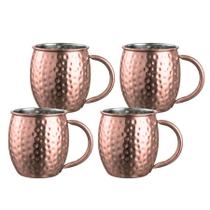 Jogo 4 Caneca Moscow Mule Alumínio Cobre Bronze Drinks Bar 500ml