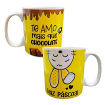 Jogo 4 Caneca Pascoa Atacado Porcelna 310ml Grande Chocolate Coelho