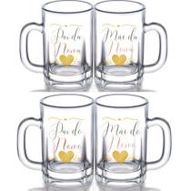 Jogo 4 Caneca Tabernas Personalizada Pai Mãe da Noiva do Noivo Presente Casamento Madrinha Padrinho