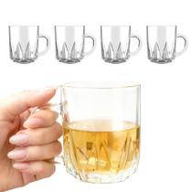 Jogo 4 Caneca Xícara De Vidro Transparente Para Cappuccino Expresso Café 235ml