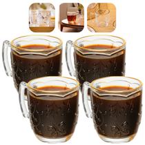 Jogo 4 Canecas Com Borda Dourada 200ml De Vidro com Alça New Butterfly Lyor