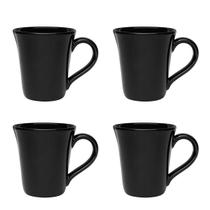 Jogo 4 Canecas de 330ml Tulipa Preto Oxford Cerâmicas Jogo 4 Canecas de 330ml Tulipa Preto Oxford Cerâmicas