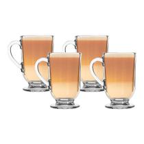 Jogo 4 Canecas de Cappuccino Vidro Berlim Taça Café Transparente 325ml Em Casa Tem