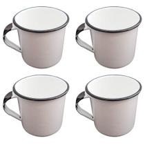 Jogo 4 Canecas Esmaltas Brancas 400ml Xicaras de Café Chá Caneca Agata Metallouça