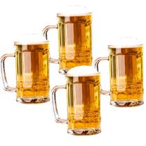 Jogo 4 Canecas Para Chopp Cerveja Vidro Grosso 375ml Premium - LEHAVI