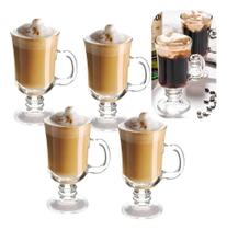 Jogo 4 Canecas Vidro Liso Café Irish Leite Capuccino 250Ml C Jogo 4 Canecas Vidro Liso Café Irish Leite Capuccino 250Ml C
