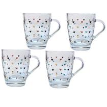 Jogo 4 Canecas Vidro Quadrada Para Chá Cappuccino 300ML