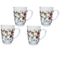 Jogo 4 Canecas Vidro Redonda Para Chá Cappuccino 300ML