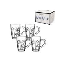 Jogo 4 Canecas Vidro Transparente Trancoso 210ml Hauskraft