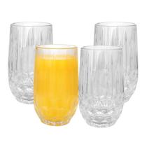 Jogo 4 Copo Alto de Vidro para Água Suco Transparente Galway 350ml Wolff