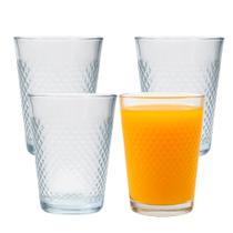 Jogo 4 Copo de Vidro 200ml Suco Refrigerante Água Diamond Cut Fratelli