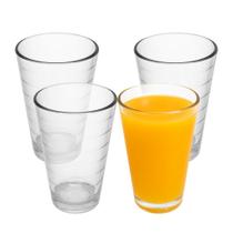 Jogo 4 Copo de Vidro 200ml Suco Refrigerante Água Lines Rings Fratelli