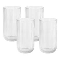 Jogo 4 Copo de Vidro Alto para Água Suco Lines Transparente 430ml Wolff Jogo 4 Copo de Vidro Alto para Água Suco Lines Transparente 430ml Wolff