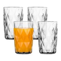Jogo 4 Copo Diamond de Vidro Diamante Transparente Alto para Água e Drinks 400ml Em Casa Tem Jogo 4 Copo Diamond de Vidro Diamante Transparente Alto para Água e Drinks 400ml Em Casa Tem