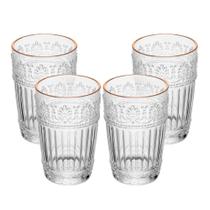 Jogo 4 Copo Mauve com Fio de Ouro 350ml de Cristal Ecológico Wolff
