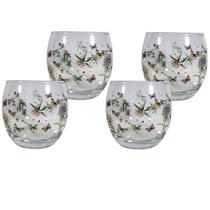 Jogo 4 Copo Redondo Baixo Para Drink Água e Suco 345ml Decorado