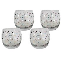 Jogo 4 Copo Redondo Baixo Para Drink Água e Suco 345ml Decorado