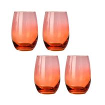 Jogo 4 copos canon vidro 510ml 12cm laranja/rosa l'hermitage