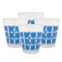 Jogo 4 Copos De Vidro Azul 200ml Drinks E Bebidas Baixo - Kasa Nova