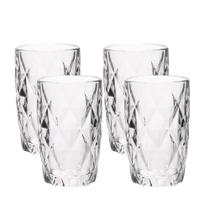 Jogo 4 Copos De Vidro Diamond Diamante Transparente Resistente 400ml Em Casa Tem Jogo 4 Copos De Vidro Diamond Diamante Transparente Resistente 400ml Em Casa Tem