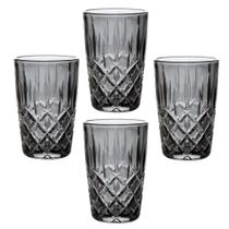 Jogo 4 Copos de Vidro Louvre Titânio 350ml Luxo Bebidas Água Suco Jogo 4 Copos de Vidro Louvre Titânio 350ml Luxo Bebidas Água Suco