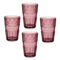 Jogo 4 Copos de Vidro Milão Ametista 350ml Luxo Bebidas Água Suco Jogo 4 Copos de Vidro Milão Ametista 350ml Luxo Bebidas Água Suco