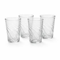 Jogo 4 Copos De Vidro Texturizado Para Água Suco 200ml -