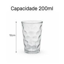Jogo 4 Copos De Vidro Texturizado Para Água Suco 200ml - Jogo 4 Copos De Vidro Texturizado Para Água Suco 200ml -