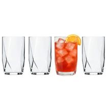Jogo 4 Copos De Vidro Transparente 360ml Topazio Long Drink