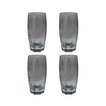 Jogo 4 Copos Florida Vidro Cinza Mesa Posta Chique 370ml