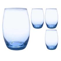 Jogo 4 Copos Grandes Bellagio Redondo 450ml Azul