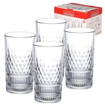 Jogo 4 Copos Long Drink Alto Vidro Resistente Creta Agua Suco 260ml
