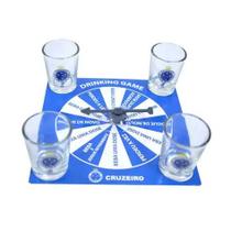 Jogo 4 Copos Shot Vidro 25ml Com Roleta Cruzeiro esporte Clube