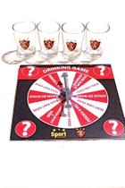 Jogo 4 Copos Shot Vidro 25ml Com Roleta Sport
