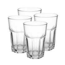 Jogo 4 Copos Vidro Alto Boston Long Drink Vidro Grosso Agua Suco Transparente 350mL