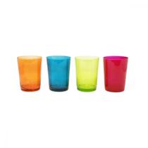 Jogo 4 copos vidro coloridos conjunto 4 peças 560ml Libbey