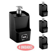 Jogo 4 Dispenser Pratico Slin Detergente Gourmet Preto
