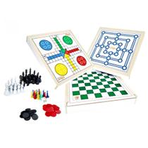 Jogo 4 em 1 xadrez, trilha, damas e ludo - junges 718