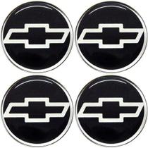 Jogo 4 Emblema Adesivo Calota Gm Corsa Resinado Preto - 48mm