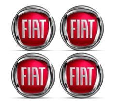 Jogo 4 Emblema Adesivo Calota Roda Fiat Vermelho 48mm Adesivo Resinado