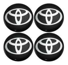 Jogo 4 Emblema Calota Toyota Preto Resinado 48MM Jogo 4 Emblema Calota Toyota Preto Resinado 48MM